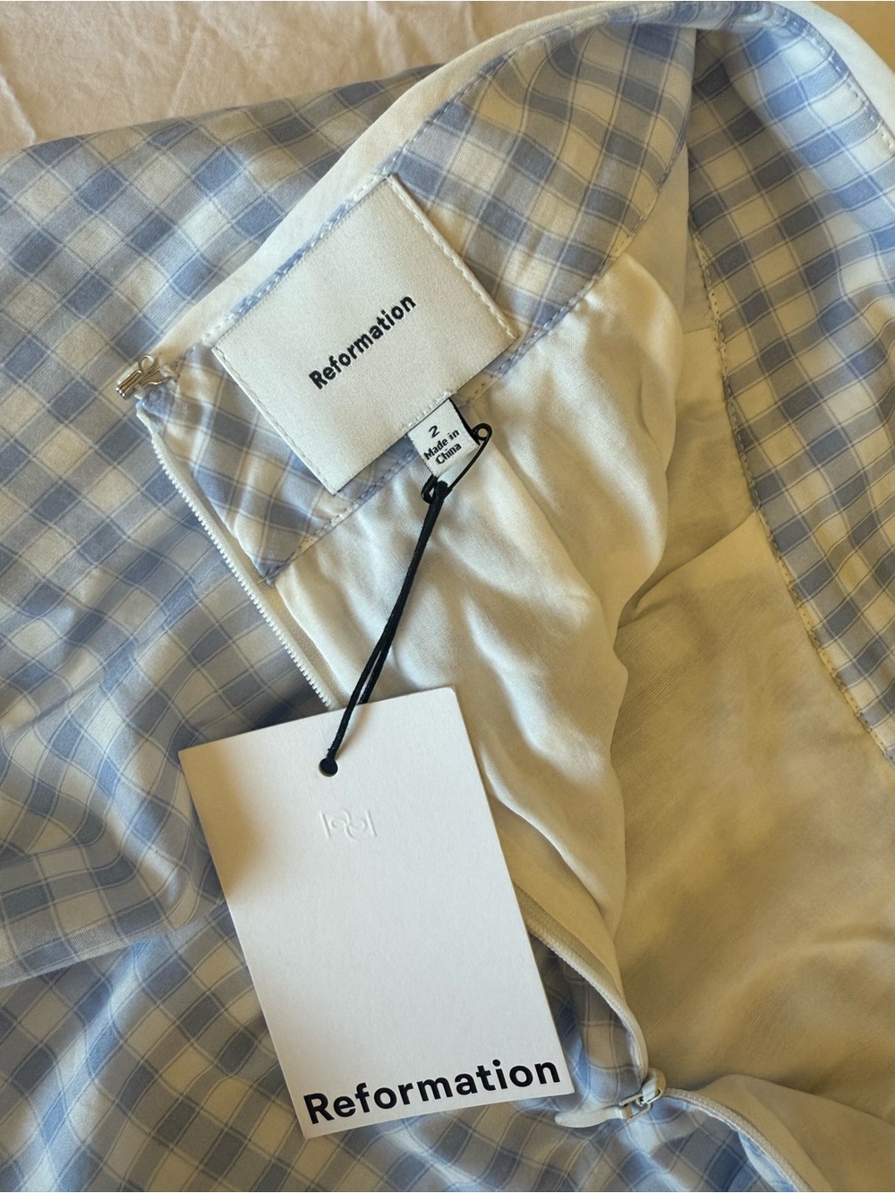 Reformation Light Blue Gingham Circle Skirt - Picture 3 of 5